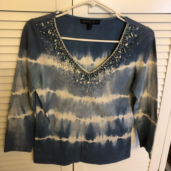 Lafayette 148 New York Tops - Lafayette 148 3/4 sleeve tie dyed shirt